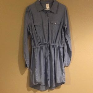 Blue pinstripe shirt dress